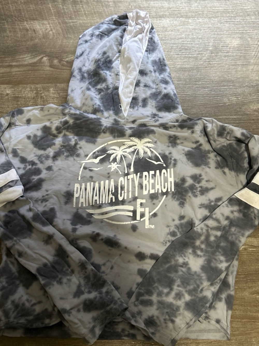 Exist Gray and White Tie-Dye Panama City Beach Hooded Sweatshirt
